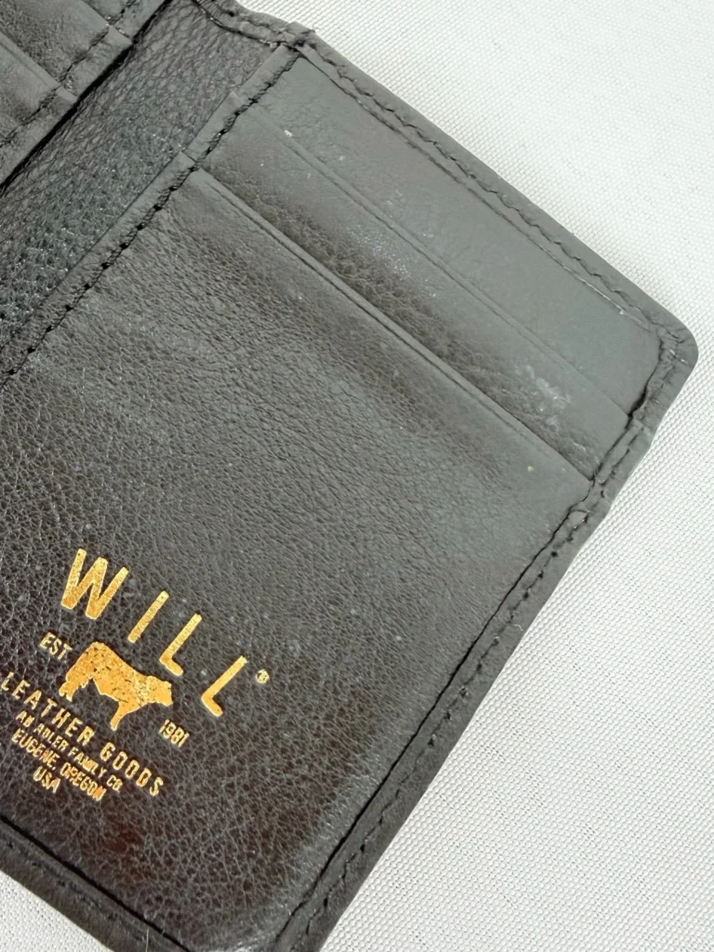 WILL Black Leather Slim Credit Card Wallet